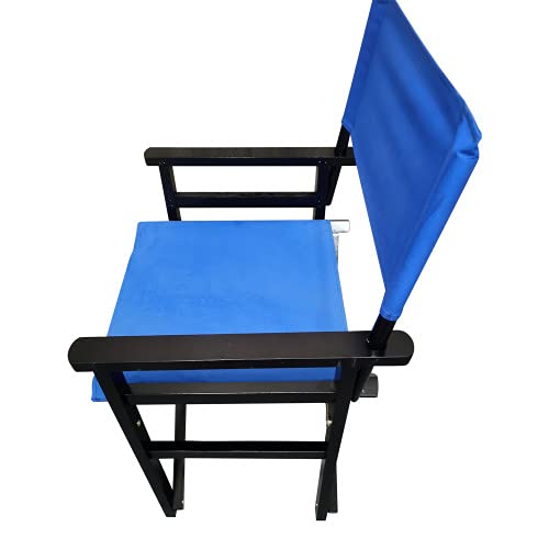 Set of 2 Folding Director Chairs, Solid Wood Canvas Fabric Camping Lawn Chairs, Blue E7831