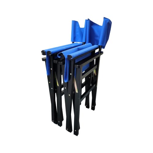 Set of 2 Folding Director Chairs, Solid Wood Canvas Fabric Camping Lawn Chairs, Blue E7831