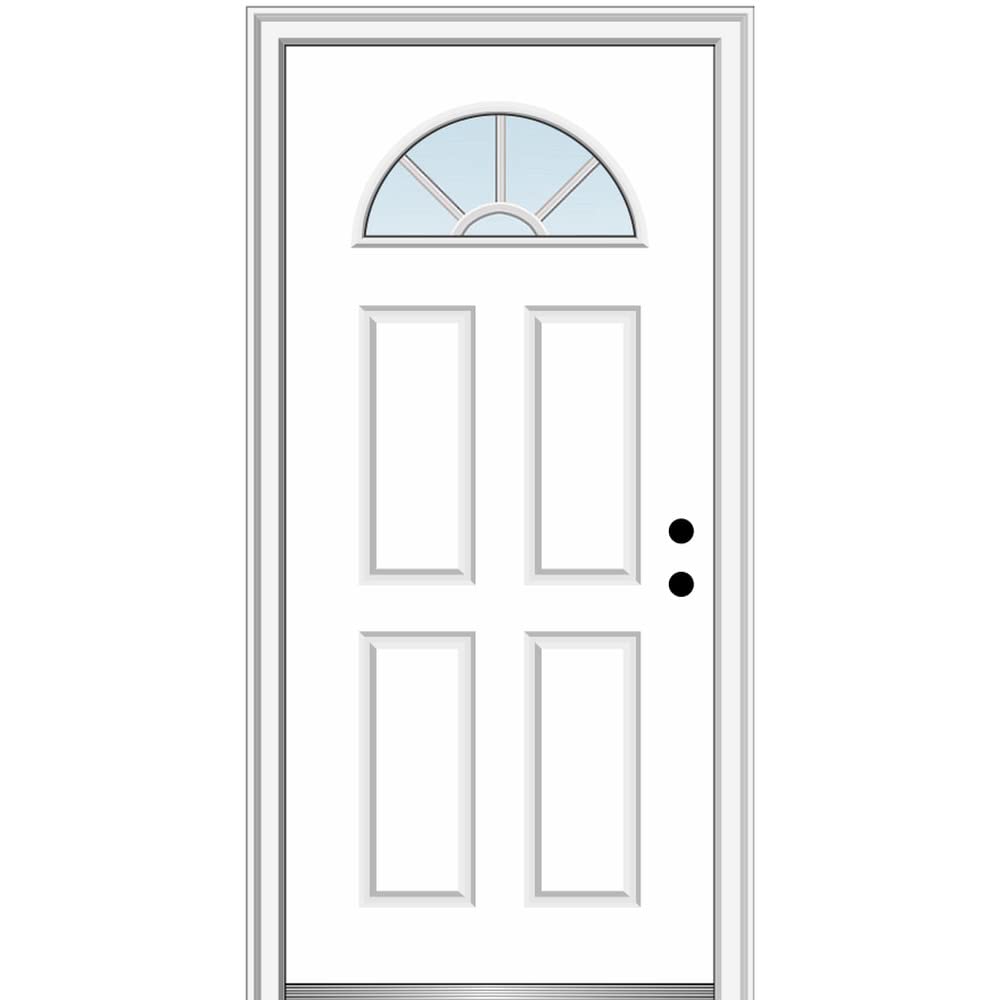 Steel Primed Left-Hand Inswing 1/4 Lite 4-Panel Prehung Front Door 36" x 80" G19661