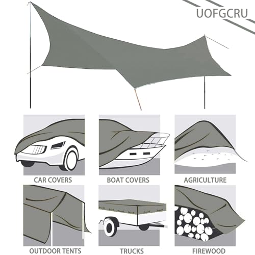 4m x 8m Grey Waterproof Poly Tarp with Grommets X214