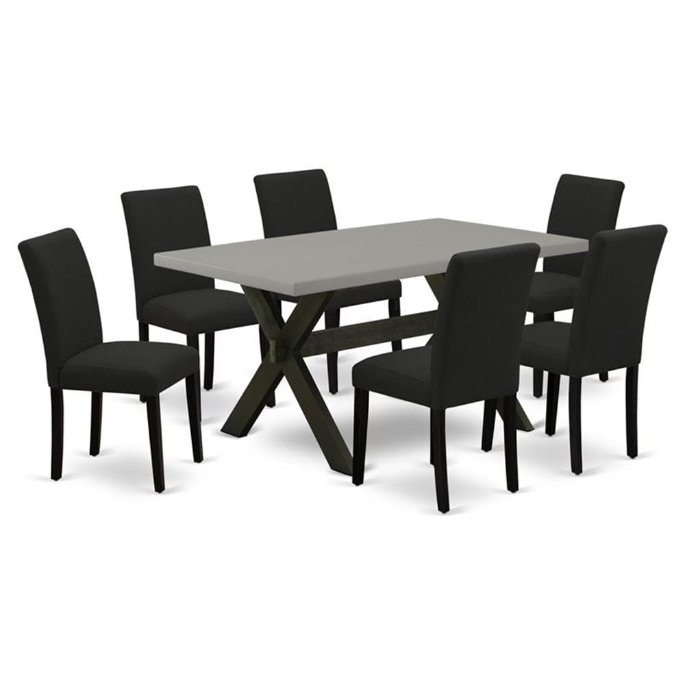 7 Piece Dining Set with 36x60 Inch Table and 6 Black Chairs M203496