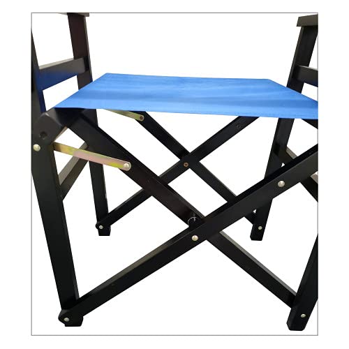 Set of 2 Folding Director Chairs, Solid Wood Canvas Fabric Camping Lawn Chairs, Blue E7831