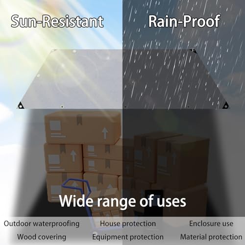 4m x 8m Grey Waterproof Poly Tarp with Grommets X214