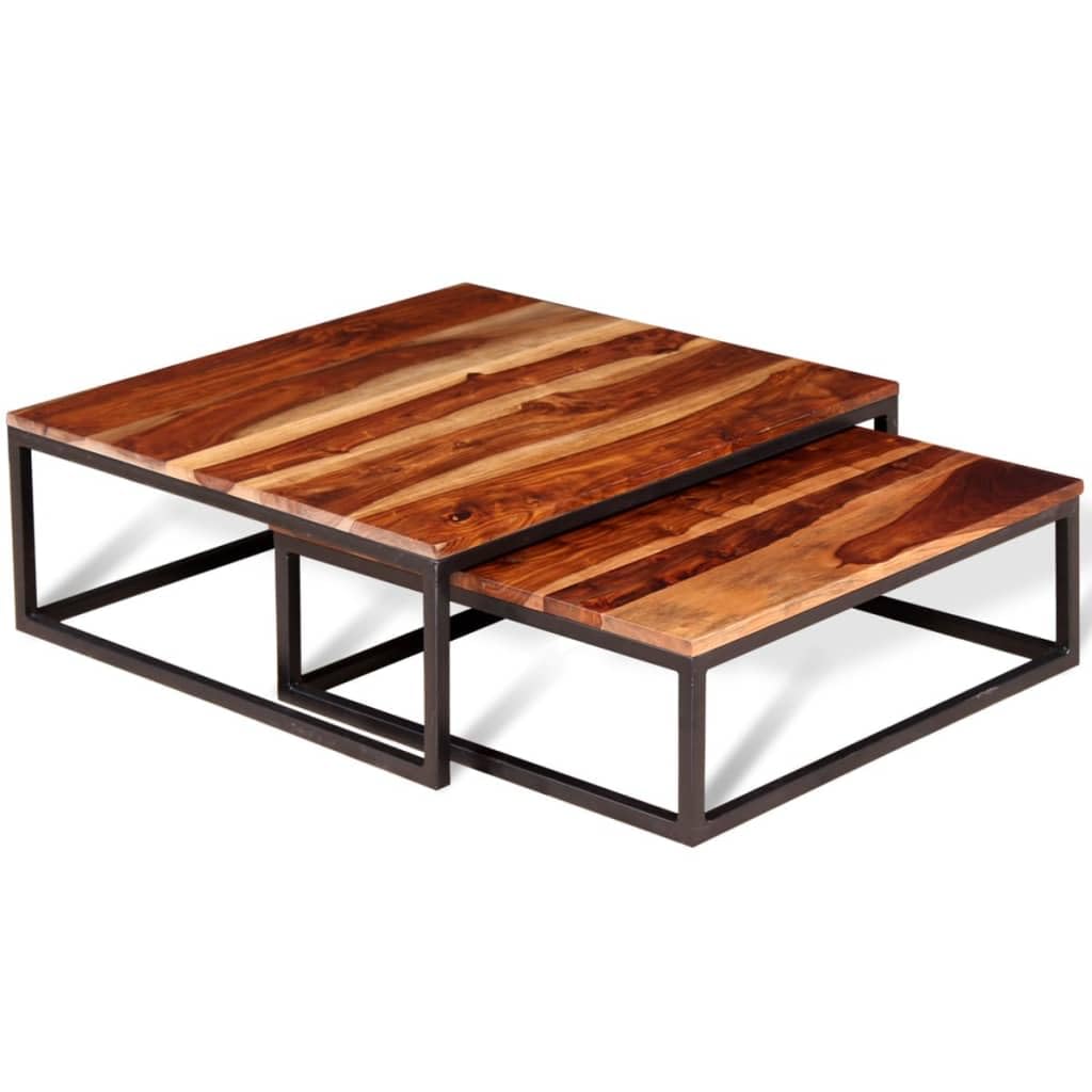 Solid Sheesham Wood Nesting Coffee Table Set B689913