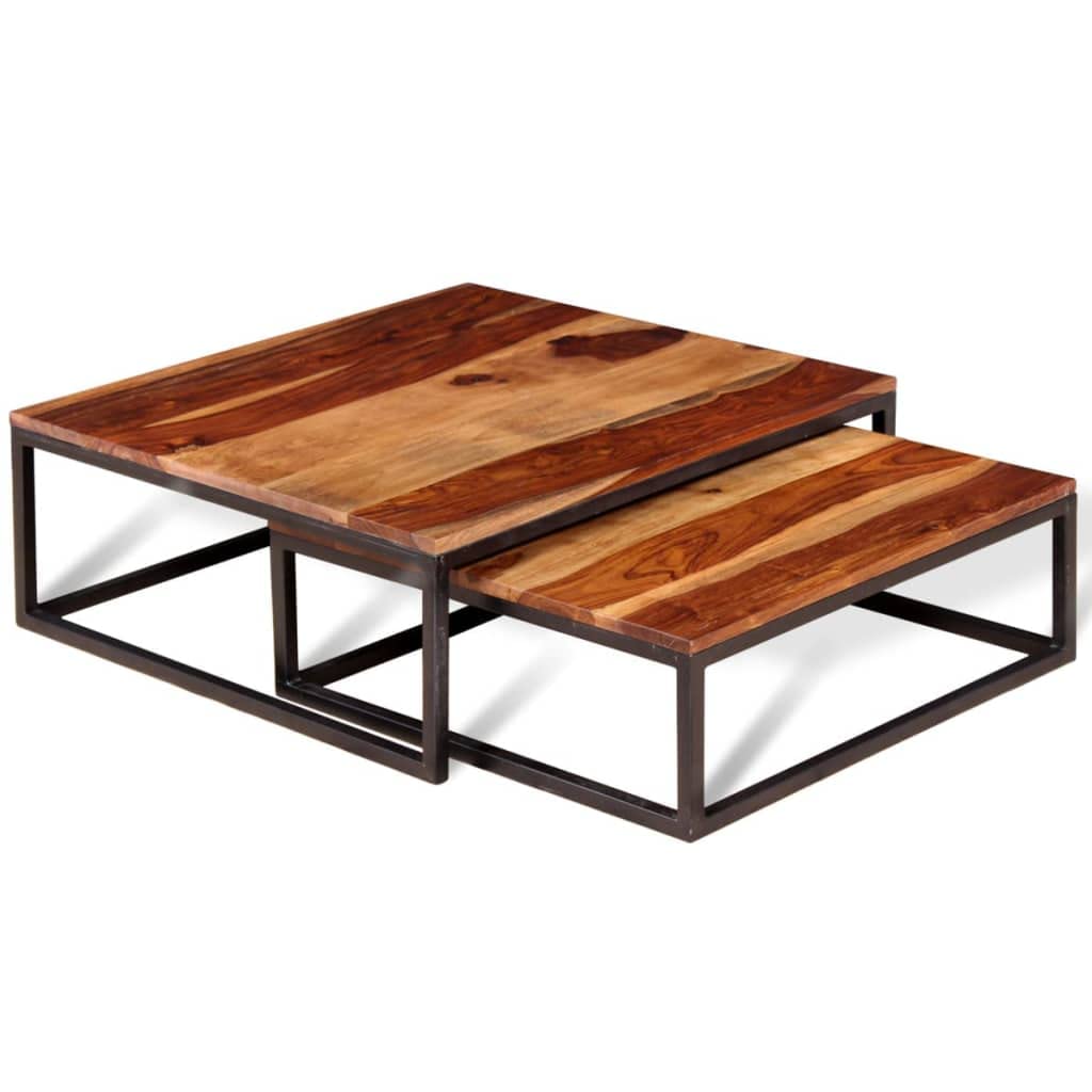 Solid Sheesham Wood Nesting Coffee Table Set B689913