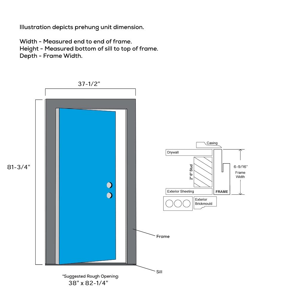 Steel Primed Left-Hand Inswing 1/4 Lite 4-Panel Prehung Front Door 36" x 80" G19661