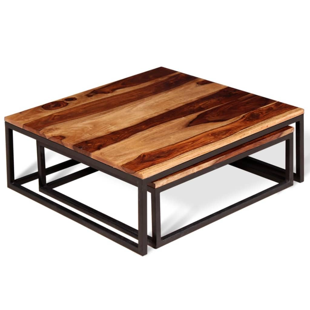 Solid Sheesham Wood Nesting Coffee Table Set B689913