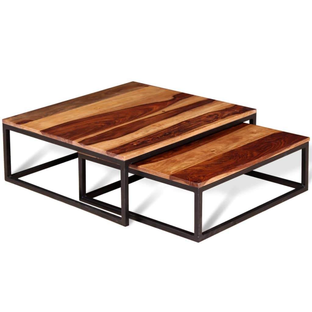 Solid Sheesham Wood Nesting Coffee Table Set B689913