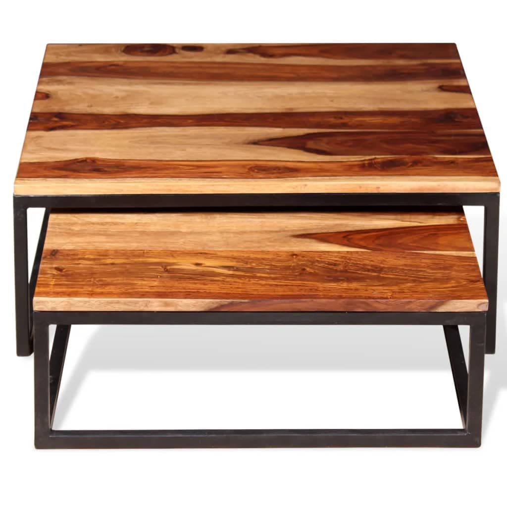 Solid Sheesham Wood Nesting Coffee Table Set B689913