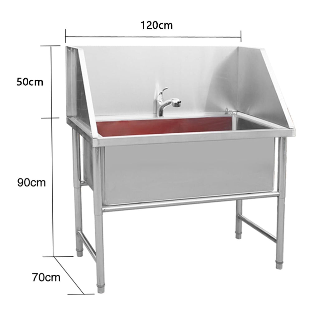 Stainless Steel Dog Grooming Bathtub with Faucet X257717