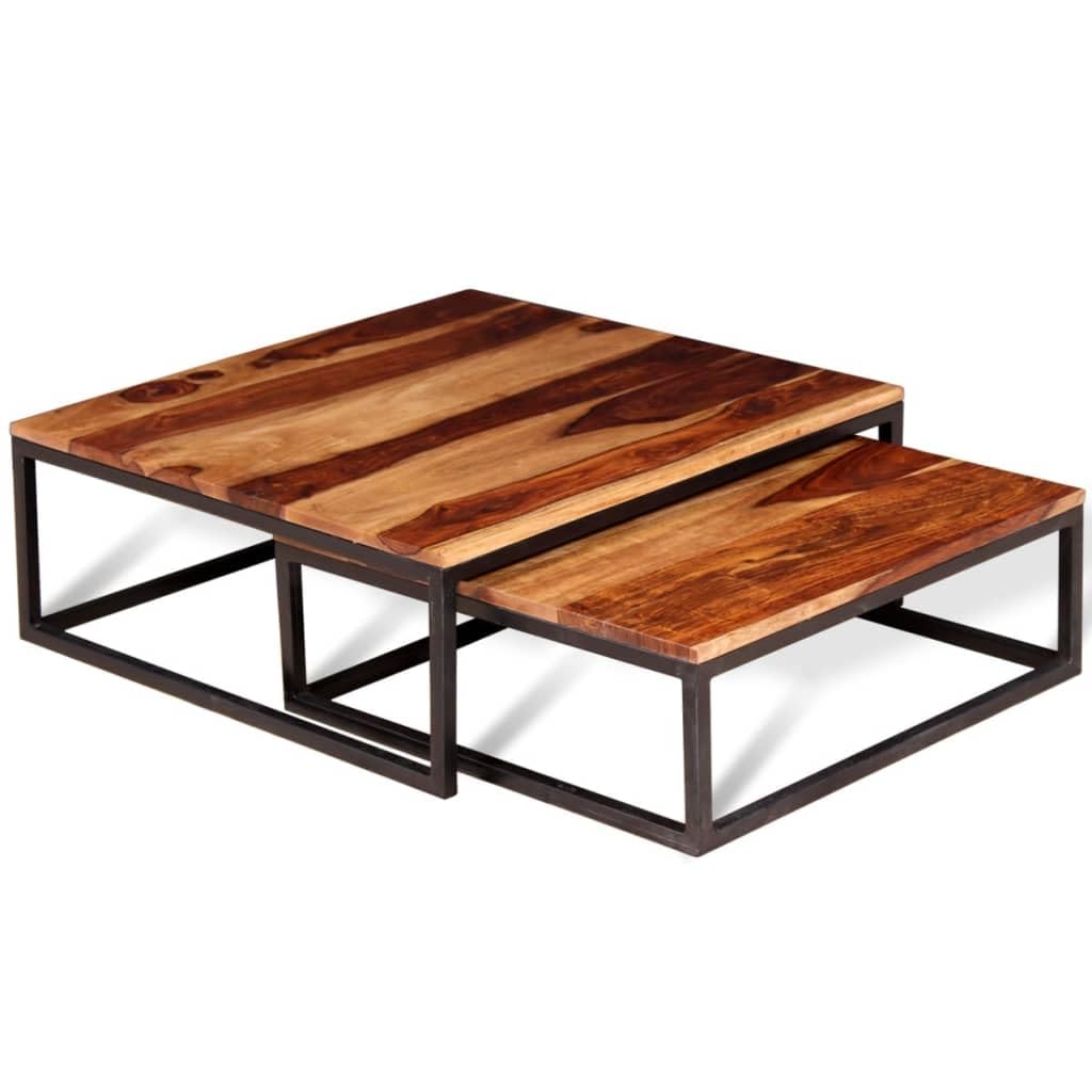Solid Sheesham Wood Nesting Coffee Table Set B689913