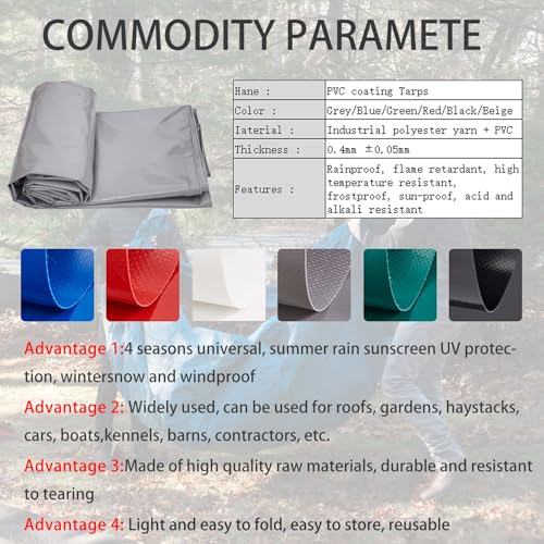 4m x 8m Grey Waterproof Poly Tarp with Grommets X214