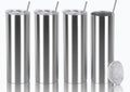 20 Oz Stainless Steel Skinny Tumbler Set, 4 Pack, Silver Z580