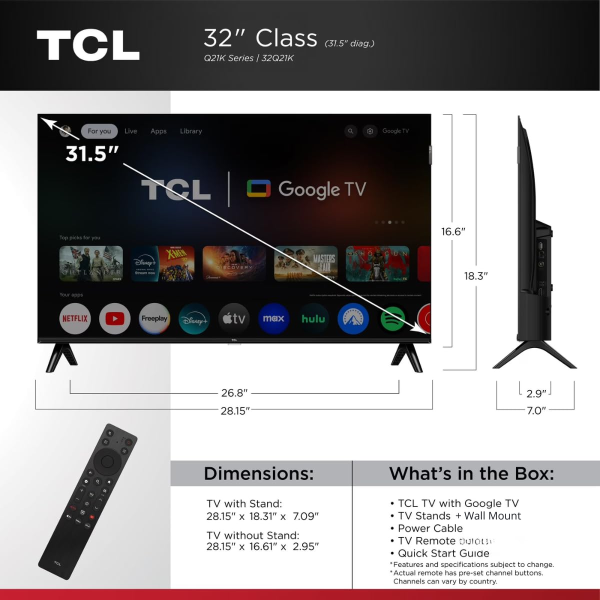 32" QLED Smart TV with Google TV I668676