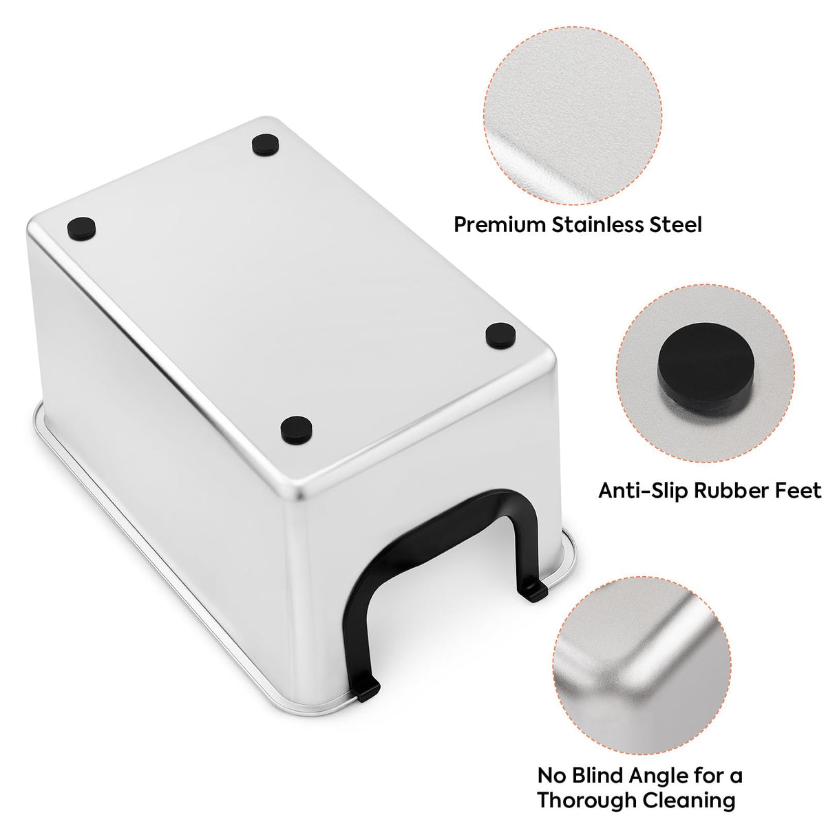 Extra Large Stainless Steel Cat Litter Box with High Sides V300129