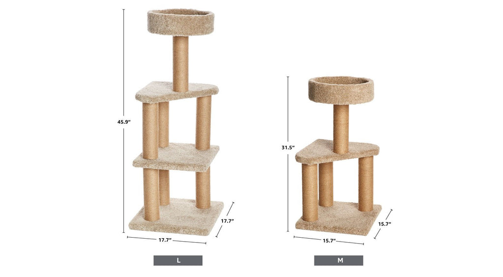 Beige Multi-Level Cat Tree Tower with Scratching Posts L782