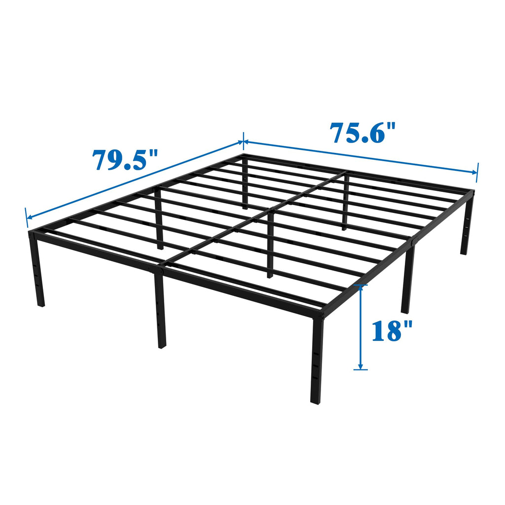 King Size Black Metal Bed Frame with Underbed Storage D558394