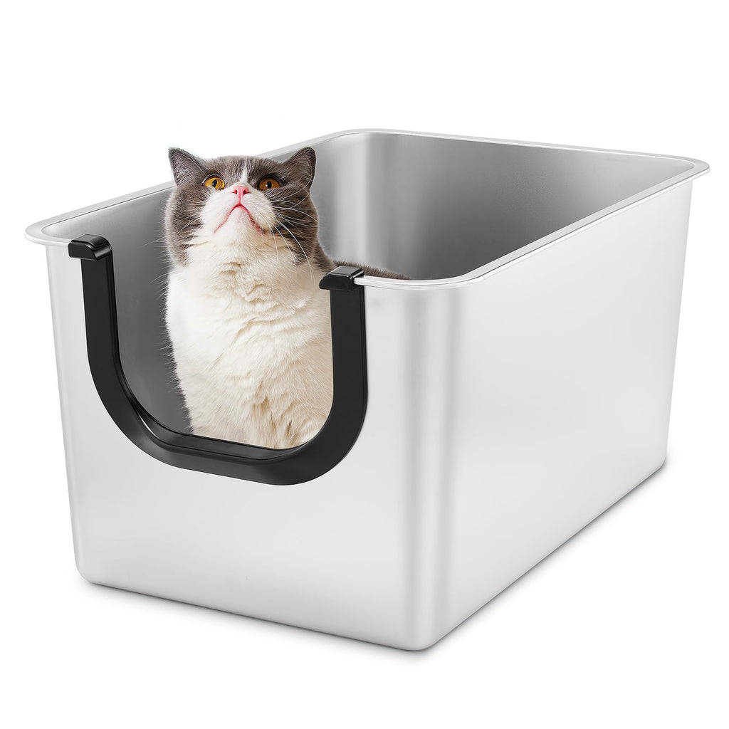 Extra Large Stainless Steel Cat Litter Box with High Sides V300129