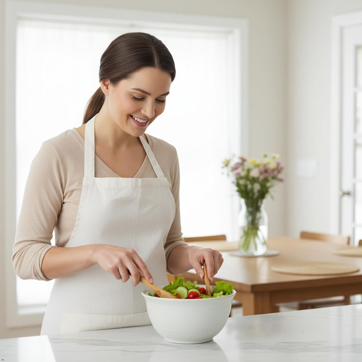 40 Ounce Deep Ceramic Soup Bowls, Microwave Safe & Dishwasher Safe, Creamy White O60225