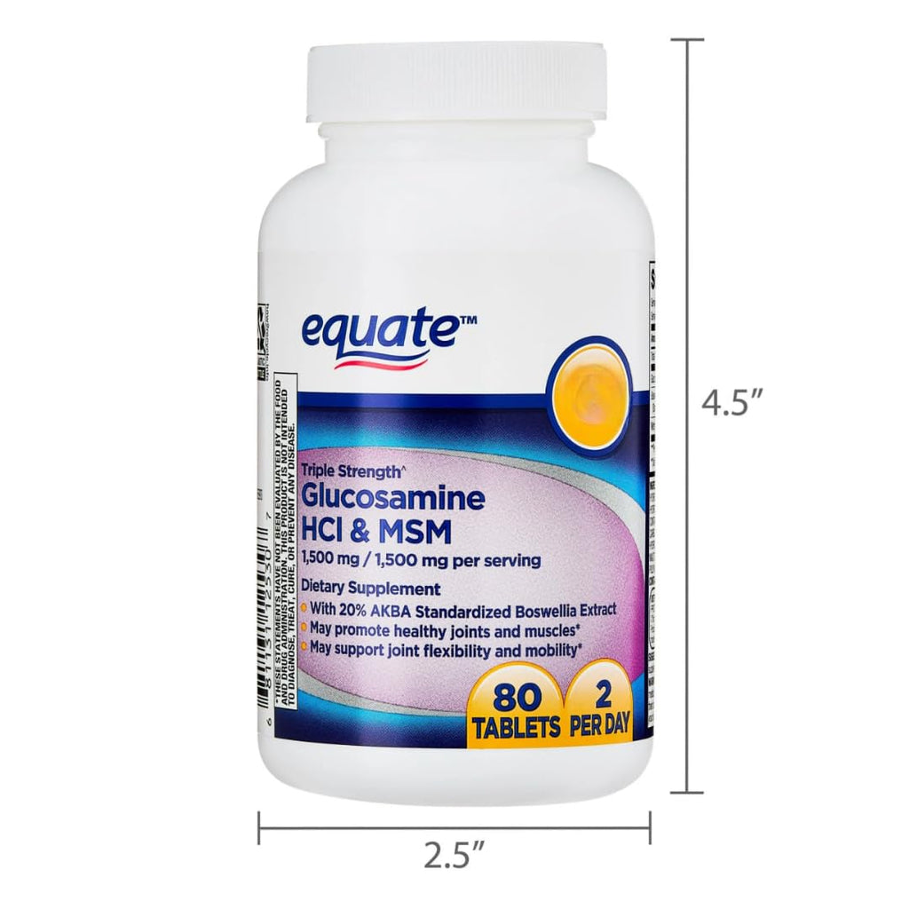 Glucosamine 1500mg MSM 1500mg Boswellia Extract Tablets, 80 Count W355855