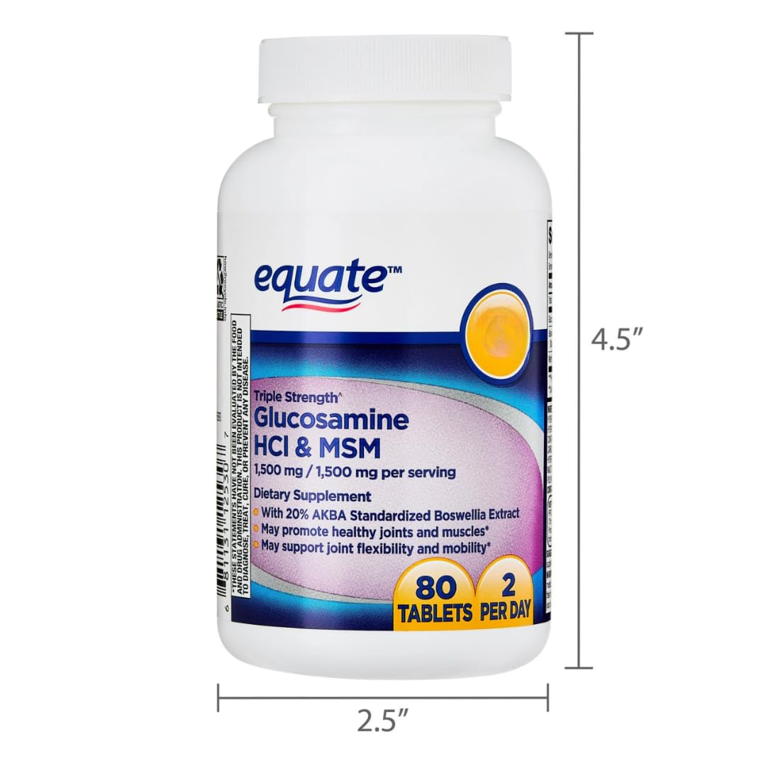 Glucosamine 1500mg MSM 1500mg Boswellia Extract Tablets, 80 Count W355855