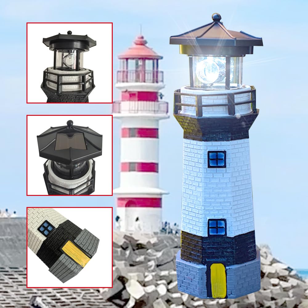 Black and White Solar Lighthouse Decorative Lights D91071