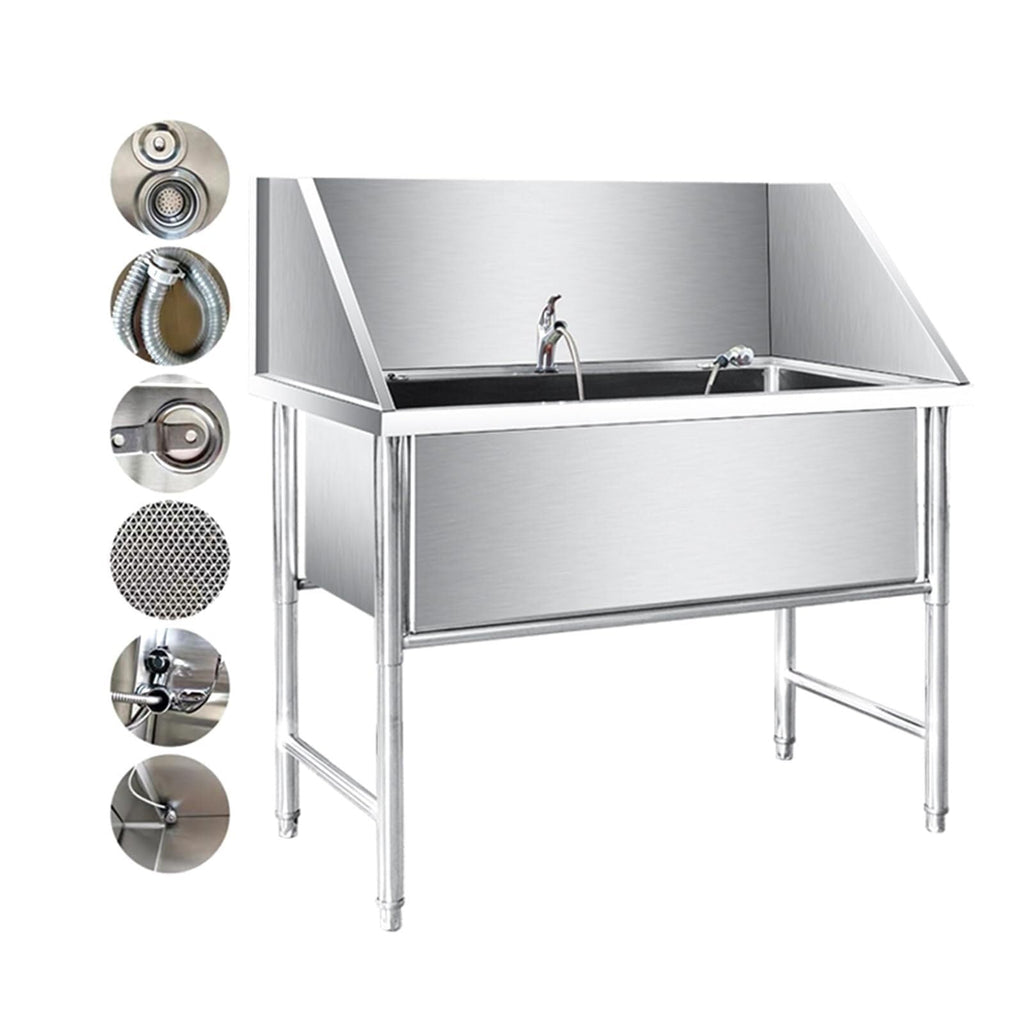 Stainless Steel Dog Grooming Bathtub with Faucet X257717