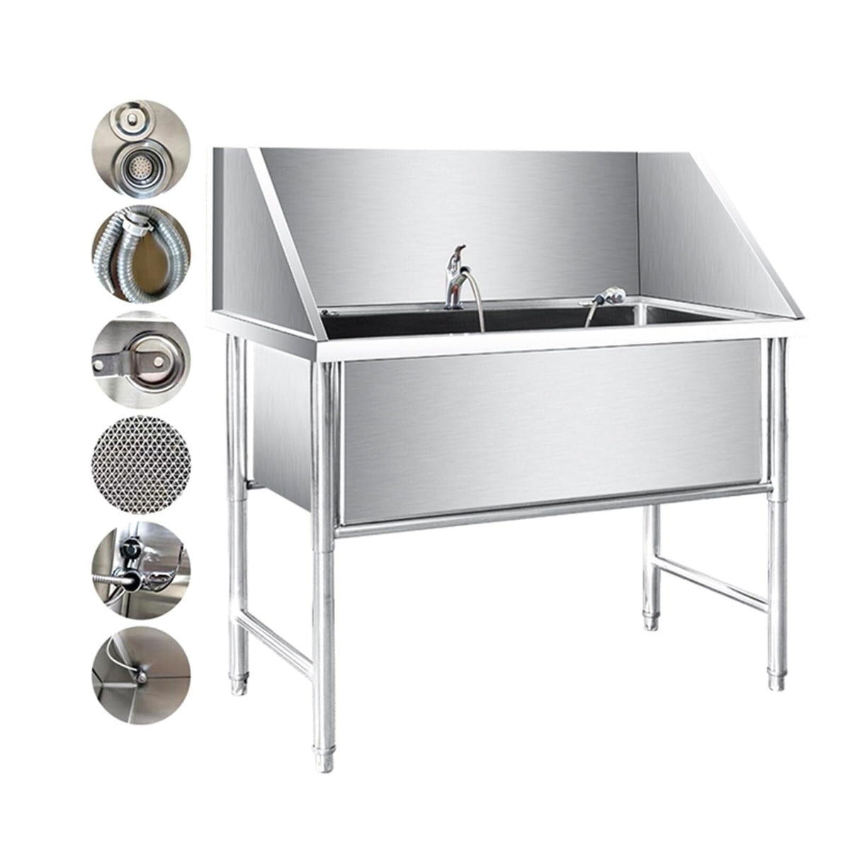 Stainless Steel Dog Grooming Bathtub with Faucet X257717