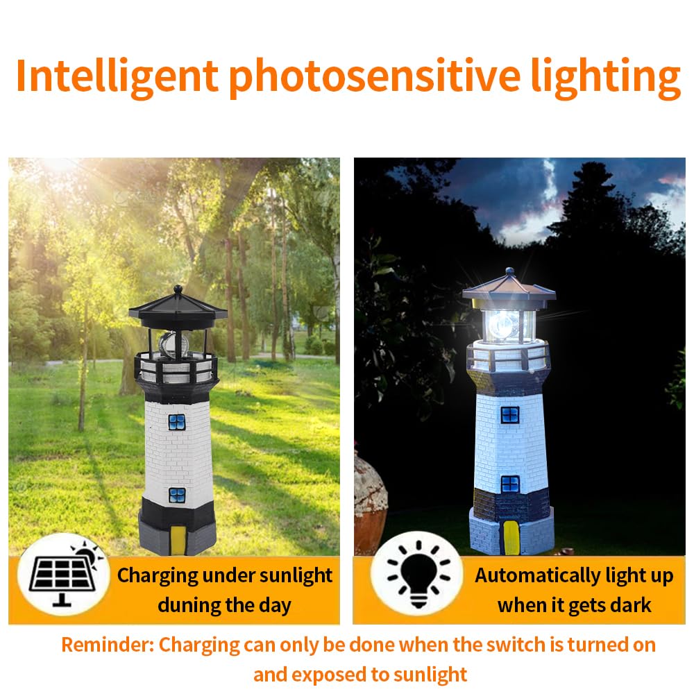 Black and White Solar Lighthouse Decorative Lights D91071