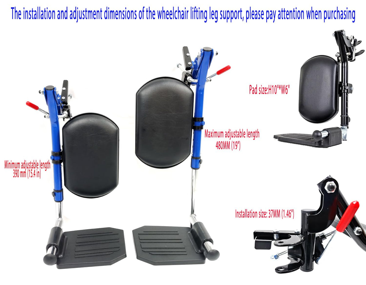 Blue Wheelchair Elevating Leg Rest with Padded Calf Pad A297