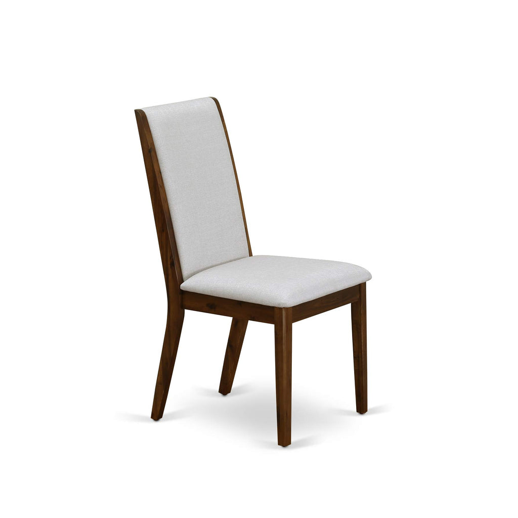 9 Piece Walnut Dining Room Set with 8 Grey Linen Chairs Q829