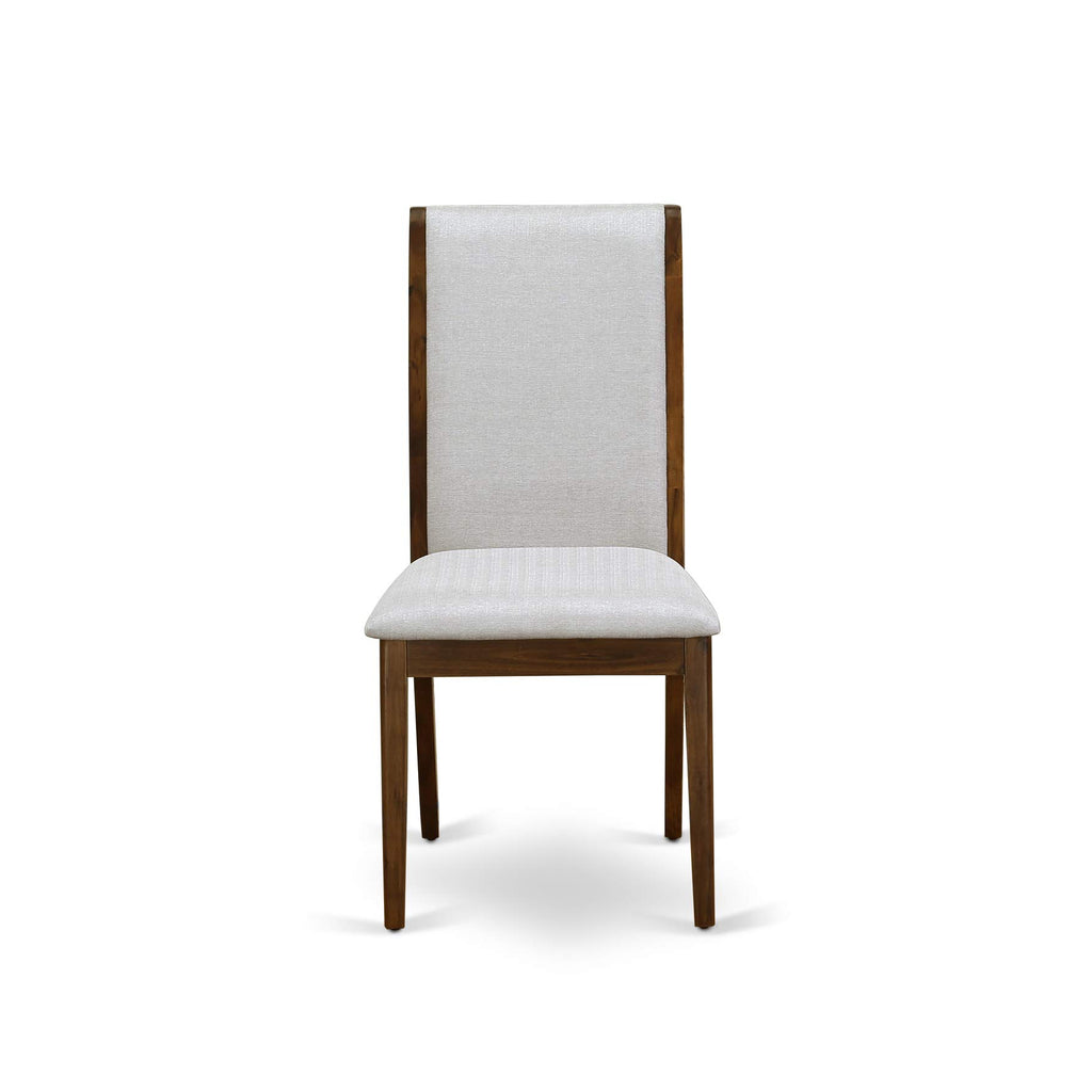 9 Piece Walnut Dining Room Set with 8 Grey Linen Chairs Q829