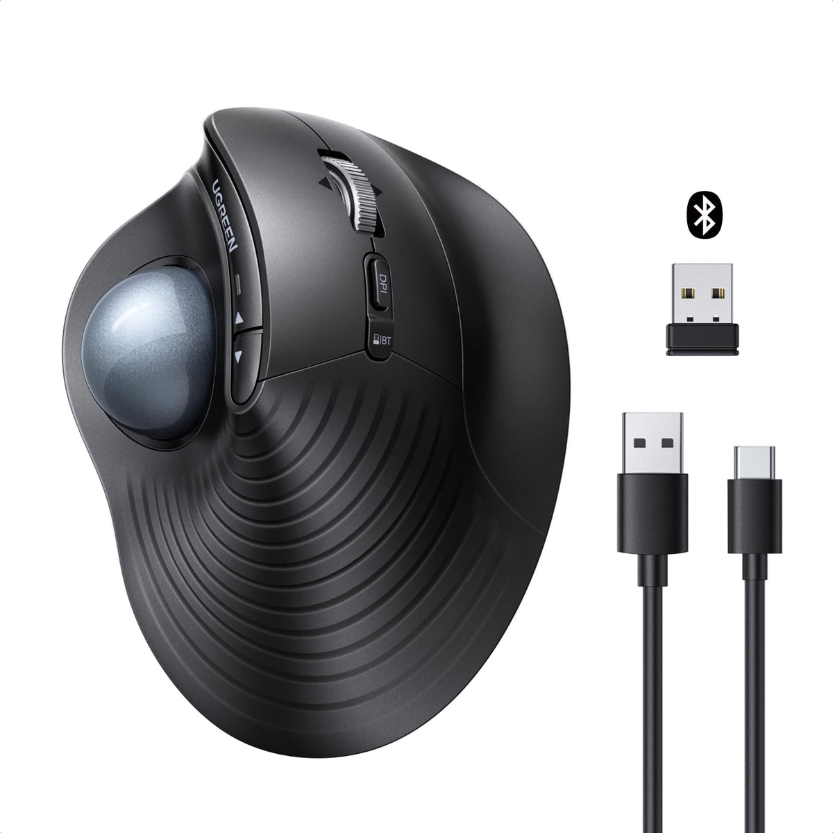 Wireless Trackball Mouse, Bluetooth & 2.4G, Thumb Control I1369