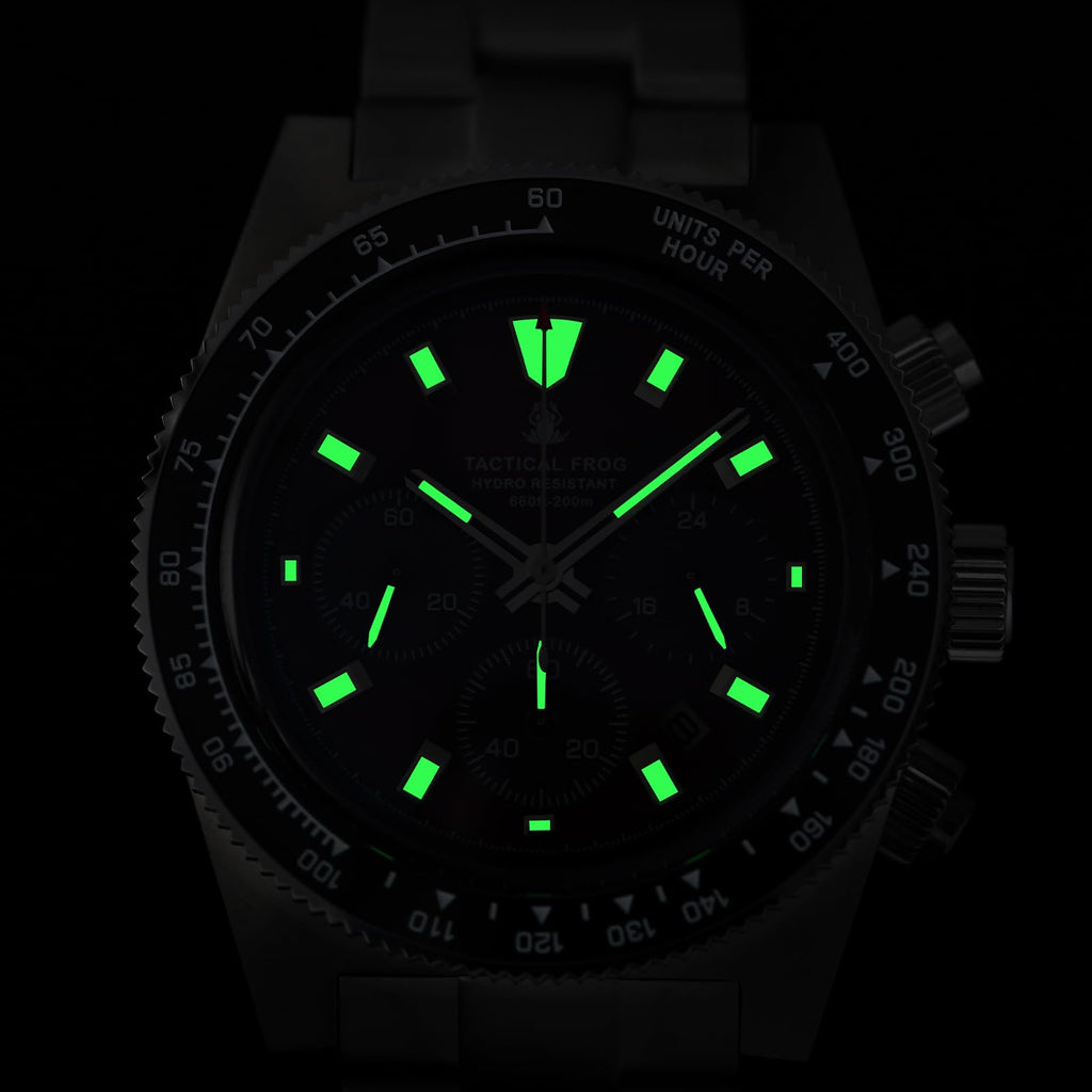 Chronograph Watch Sapphire Crystal Waterproof 100M U995
