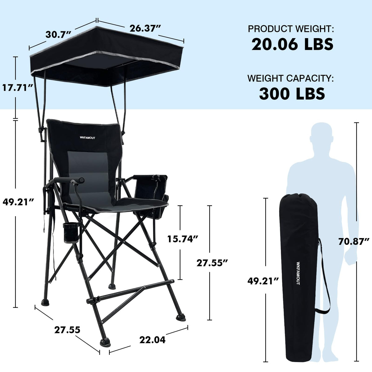 Oversized Folding Director Chair with Canopy and Footrest V909919