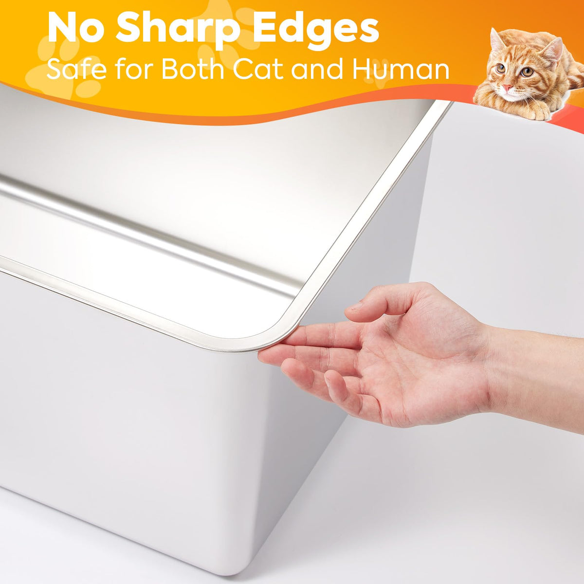 Extra Large Stainless Steel Cat Litter Box with High Sides V300129