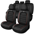 Waterproof Nappa Leather Car Seat Covers Standard 5 Seats Black & Red B60178