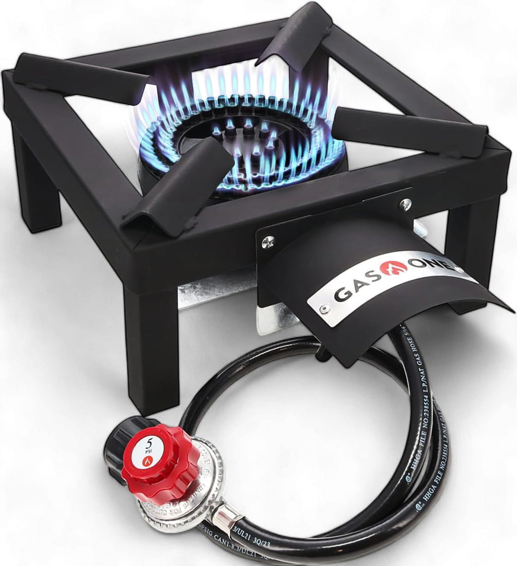 High Pressure Single Propane Burner with Heat Shield Y534221