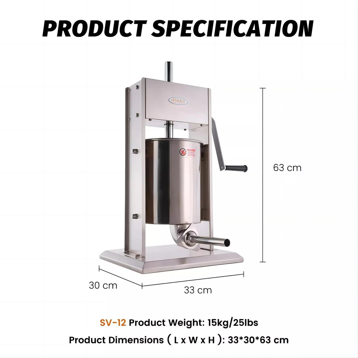 25 Lb Stainless Steel Vertical Sausage Stuffer Q996
