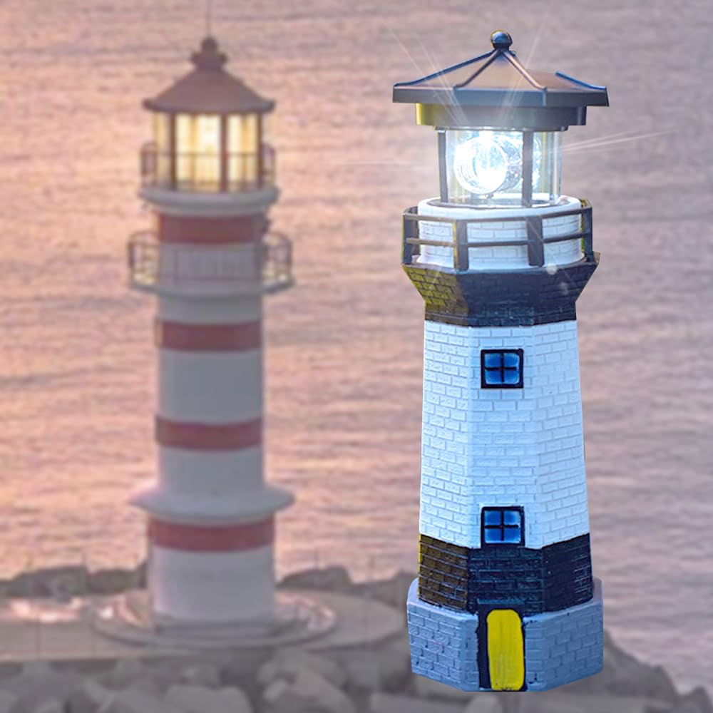 Black and White Solar Lighthouse Decorative Lights D91071
