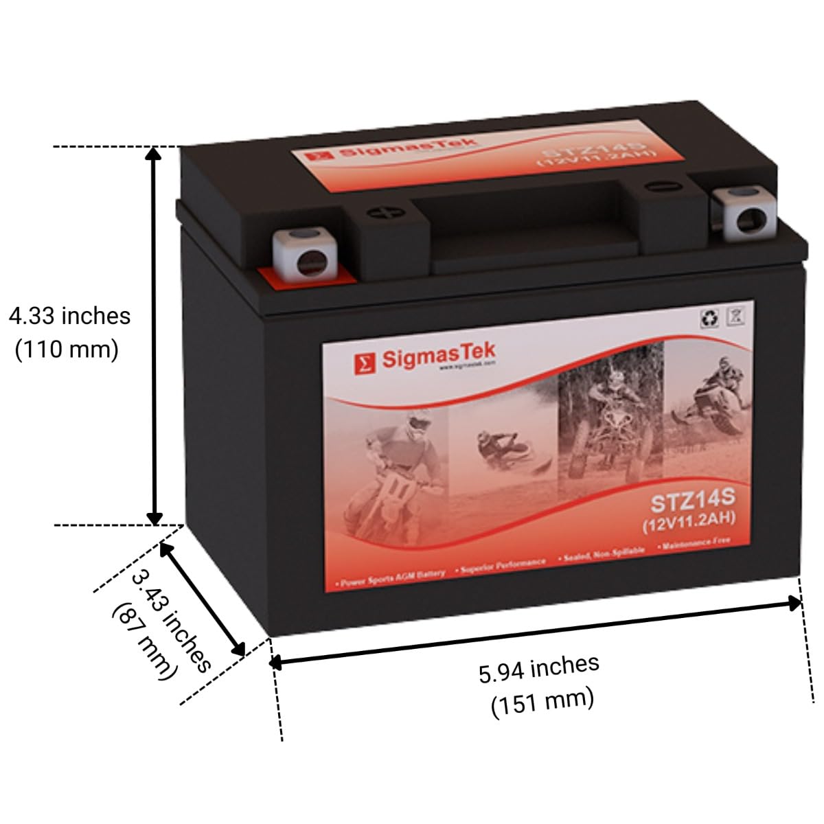 Sealed Lead Acid AGM Motorcycle Battery Y58396