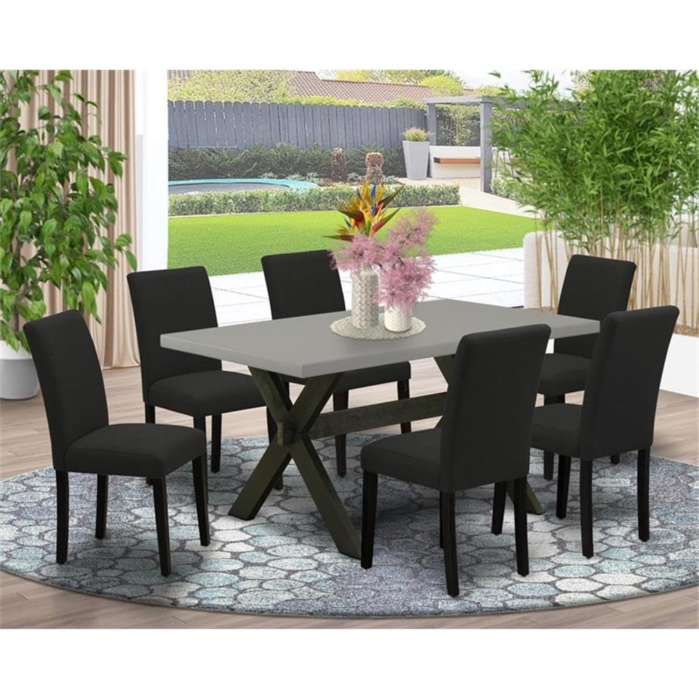 7 Piece Dining Set with 36x60 Inch Table and 6 Black Chairs M203496