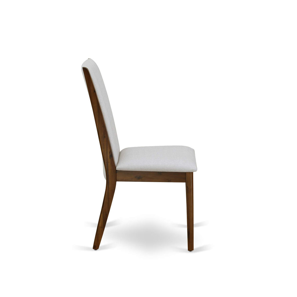 9 Piece Walnut Dining Room Set with 8 Grey Linen Chairs Q829