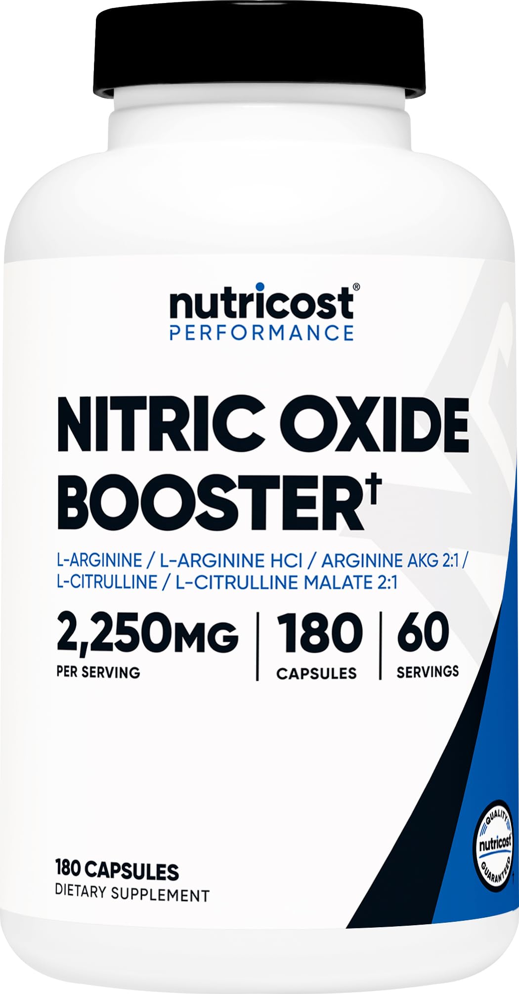 Nitric Oxide Booster 2250mg 180 Capsules Gluten Free E494