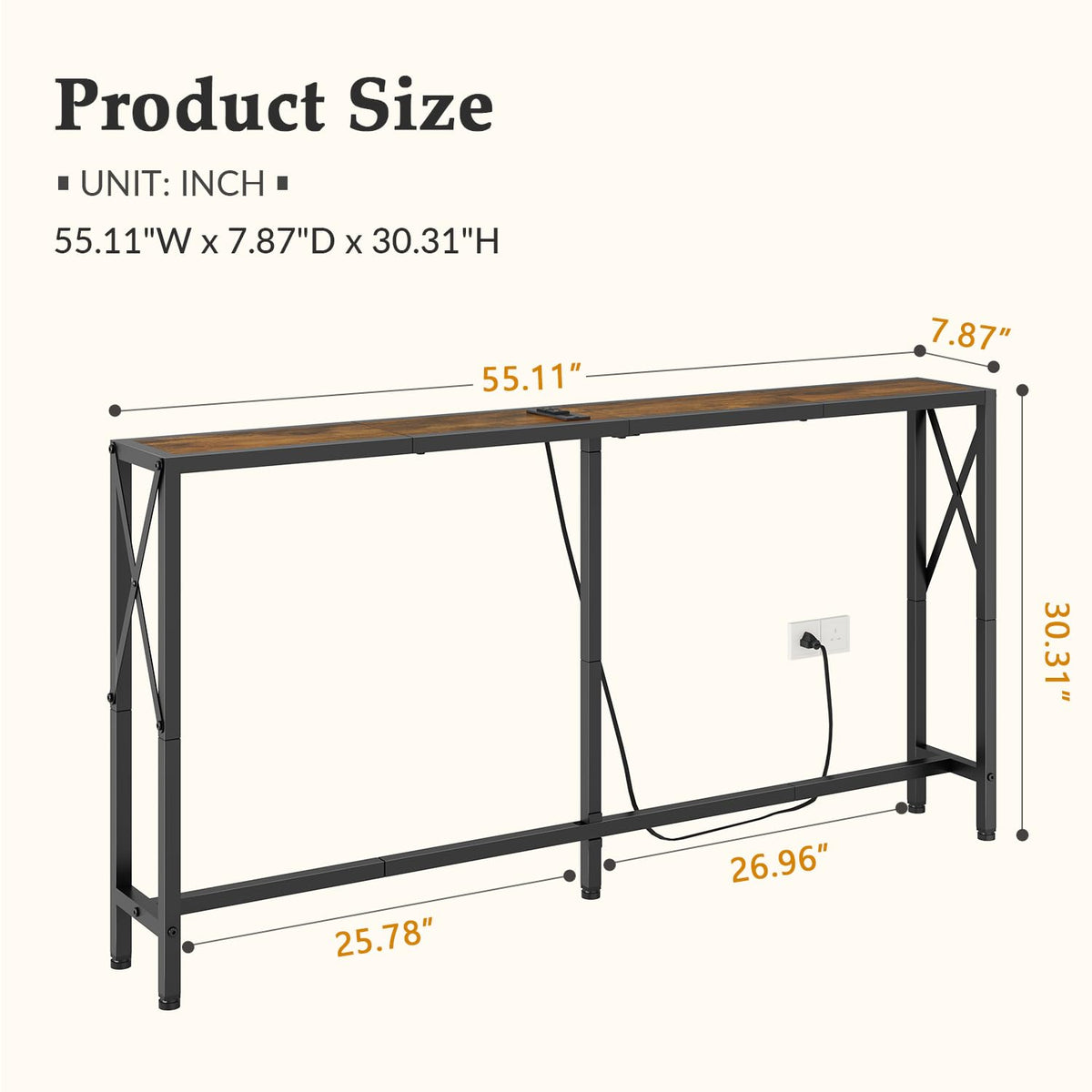Narrow Console Table with Socket Z209680