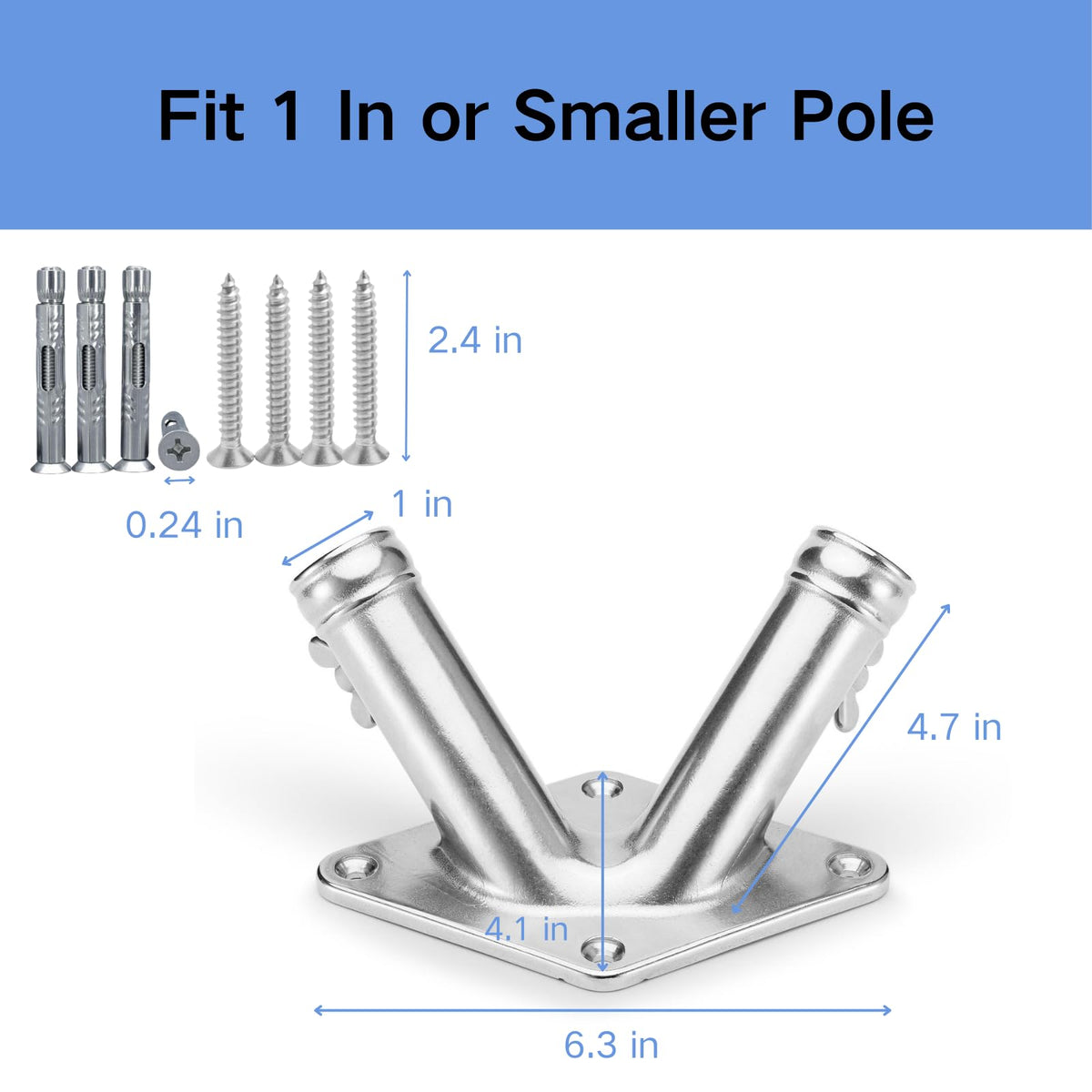 Double Flag Pole Holder 316 Stainless Steel Heavy Duty Q174