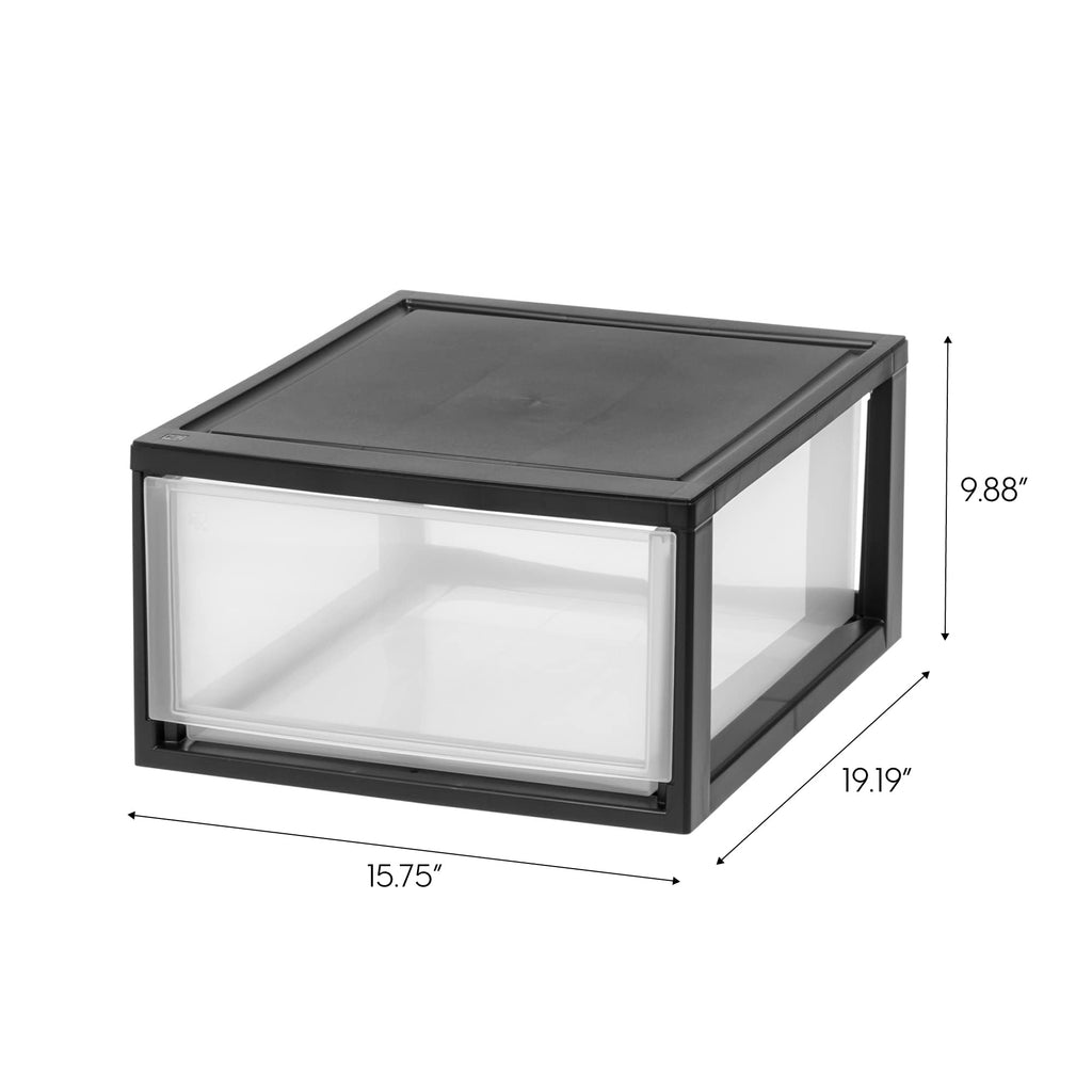 2-Pack 30 Qt. Black Stacking Drawer Organizer L395337