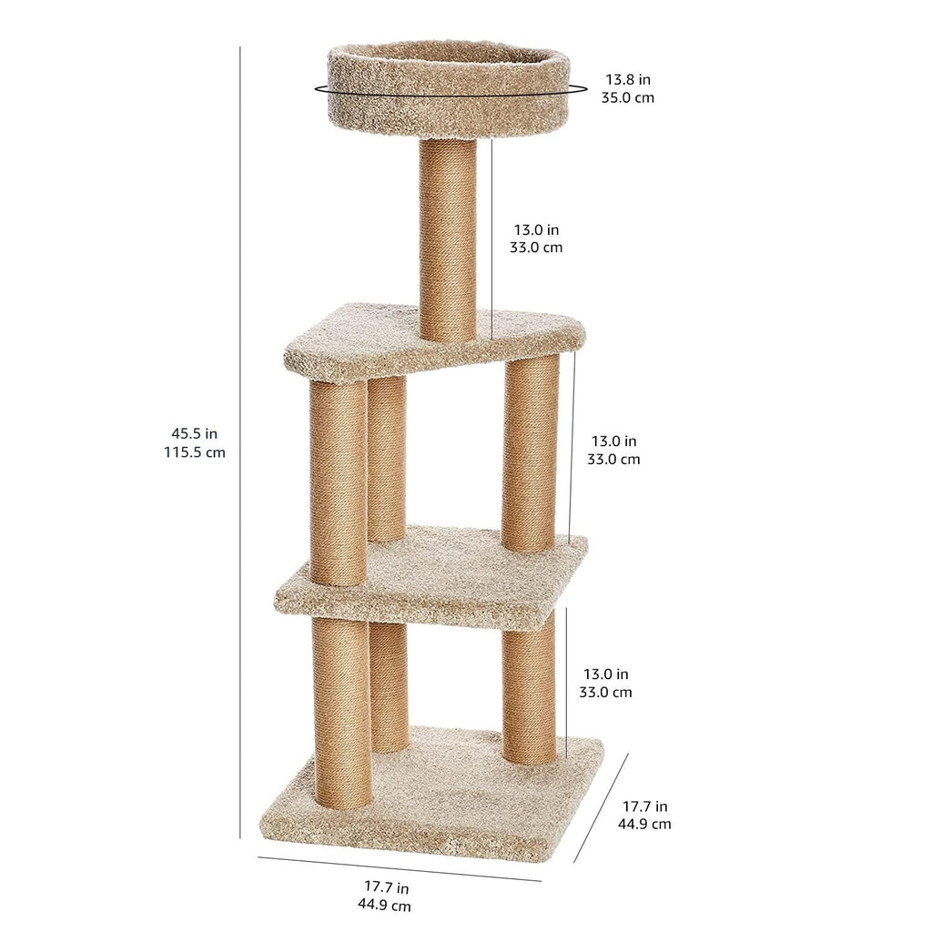 Beige Multi-Level Cat Tree Tower with Scratching Posts L782