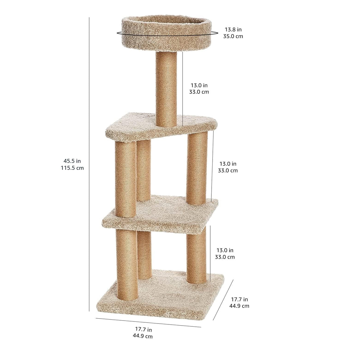 Beige Multi-Level Cat Tree Tower with Scratching Posts L782