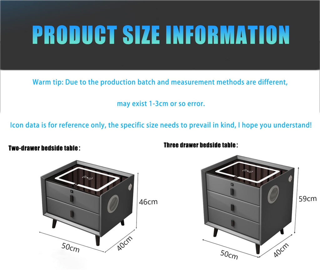 Gray 3 Drawer Smart Bedside Table Z82313
